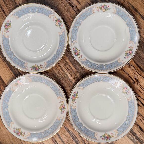 1939 Edwin Knowles-Blue Dawn Collection, Semi-Vitreous, Saucers, 6”, Set of 4 - Picture 1 of 10